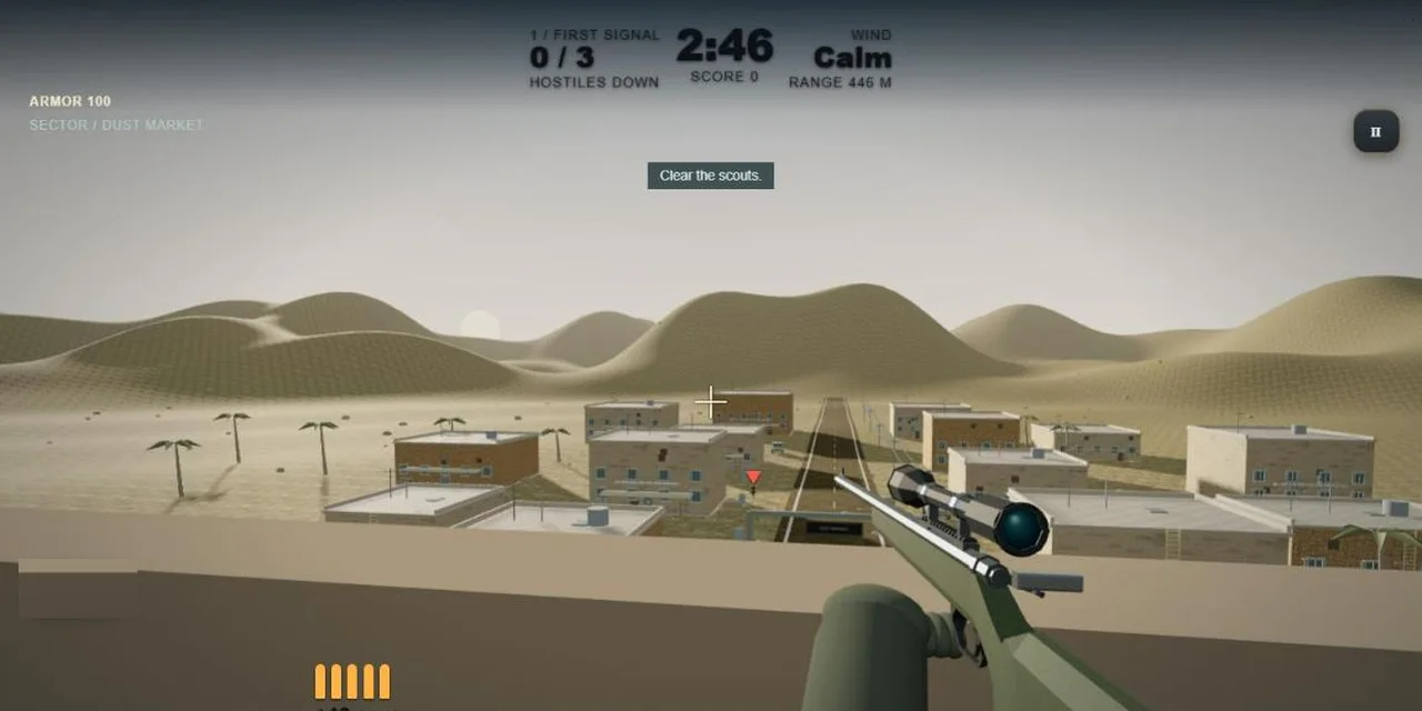 Dusk Ridge sniper mission overlooking the Dust Market