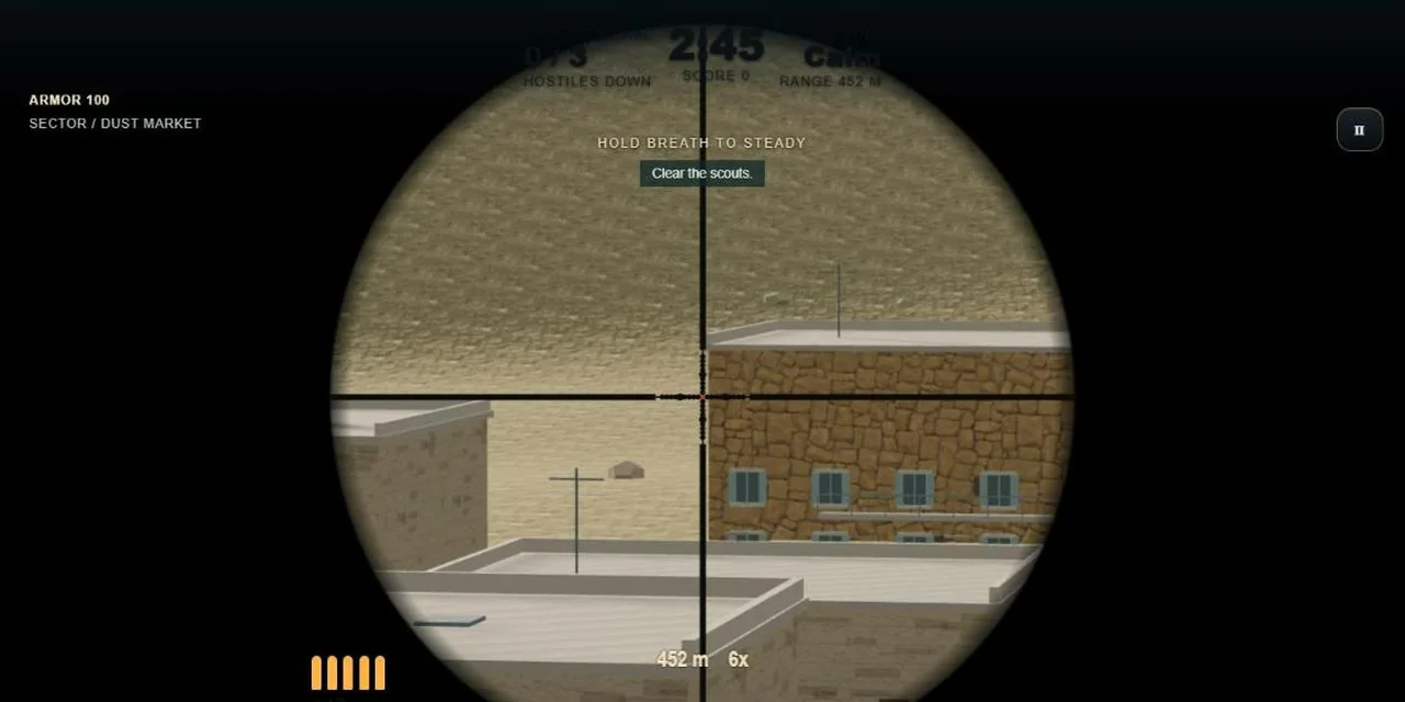 The Dusk Ridge sniper scope at 6x zoom